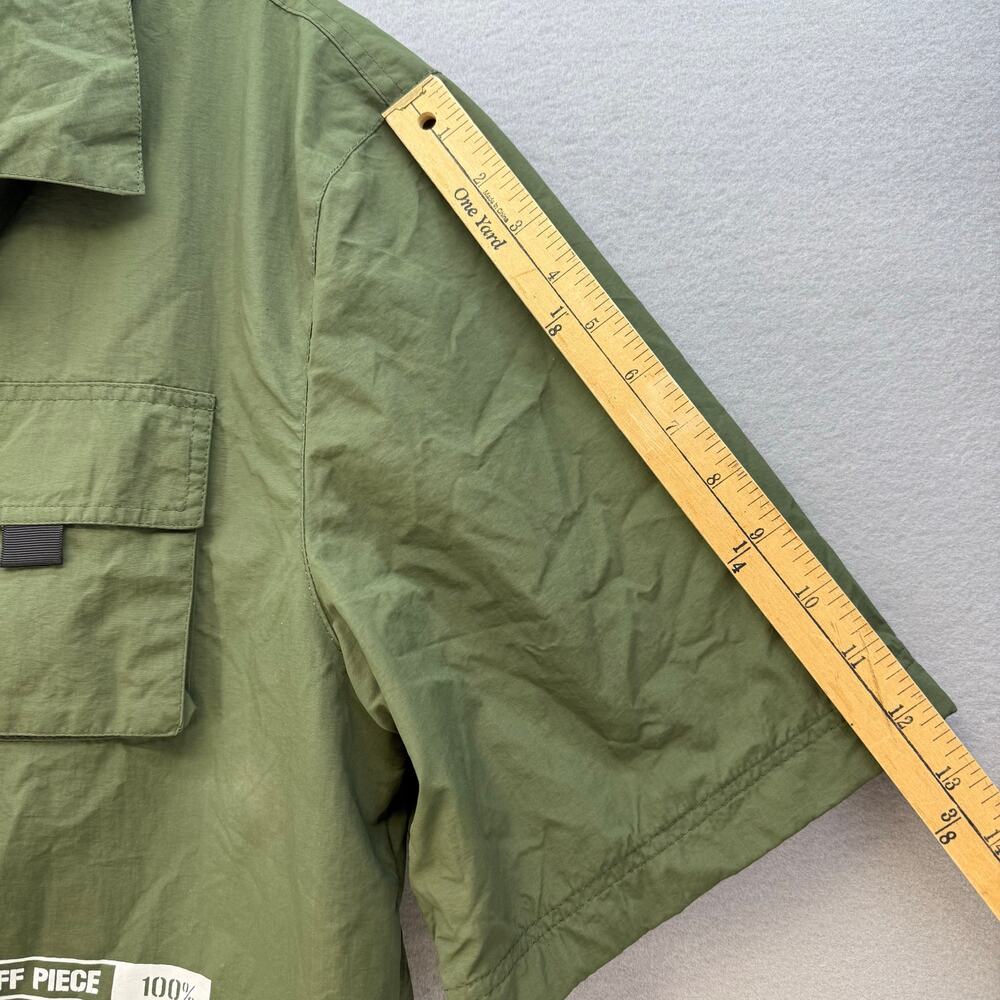 Love to Kleep Short Sleeve Coach Jacket Men L Olive Green Black Street Wear - Picture 15 of 15